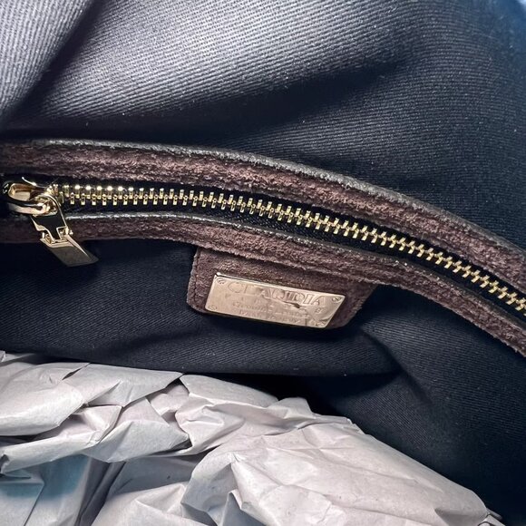 Claudia Firenze Chocolate Brown Leather & Suede Shoulder Bag NWT - Picture 6 of 10